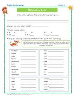 cover image of Grade 4 English: Alphabetical Order